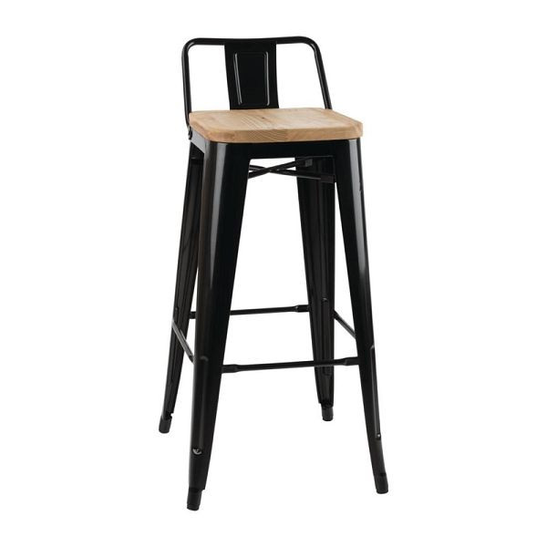 Chaise haute de bar Bolero Bistro avec siège en bois noir (4 pièces), FB623