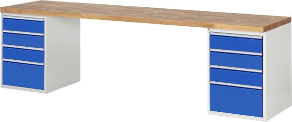 Etabli RAU série 7000 - conception modulaire, 8 x tiroirs, 3000x840x700 mm, 03-7510A3-307B4S.11