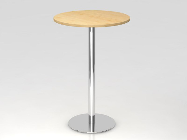 Table de bar Hammerbacher 80cm ronde érable/chrome, structure chromée, VSTH08/3/C