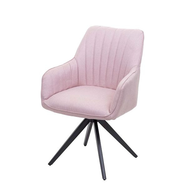 Chaise de salle à manger Mendler HWC-H73, chaise de cuisine, fauteuil, tissu/textile en acier rétro, rose, 73954
