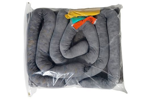 Set d'urgence classeur DENSORB dans un sac de transport comprenant 10 tapis absorbants et 1 serpent, version universelle, 218732