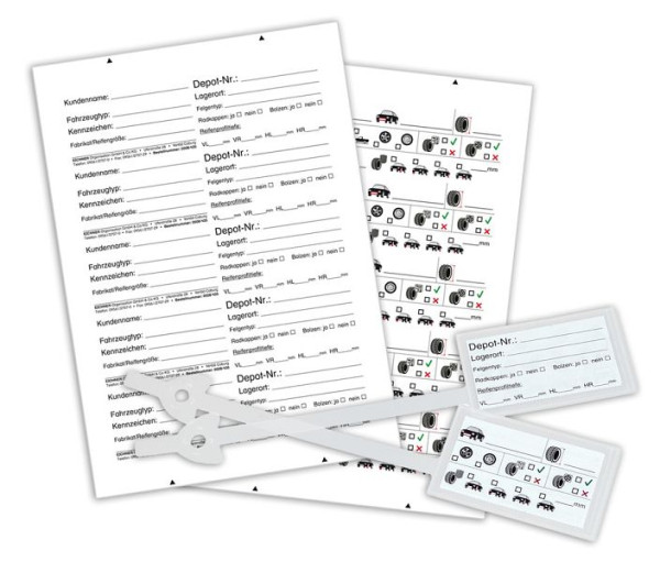 Etiquette roue/pneu Eichner, avec étiquettes 30 feuilles, UE : 100 pièces, 9208-00646