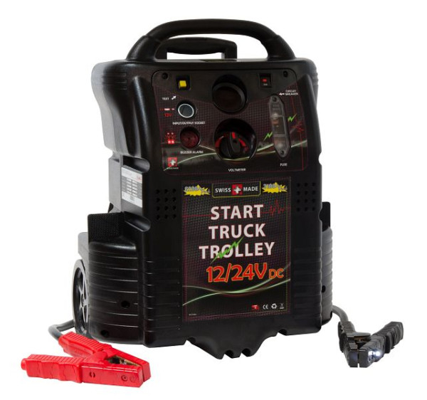 Station d'énergie / dispositif de démarrage ELMAG 12/24V - mobile, START TRUCK TROLLEY 6200/3100 ampères, incluant éclairage LED sur la borne négative, 55073