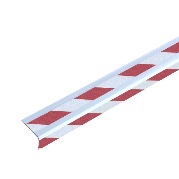 Pantalon de farine profilé de bord d'escalier antidérapant en aluminium avec revêtement antidérapant m2, rouge/blanc 53x610x31mm, 2 bandes, autocollant, ATM1YS1sk