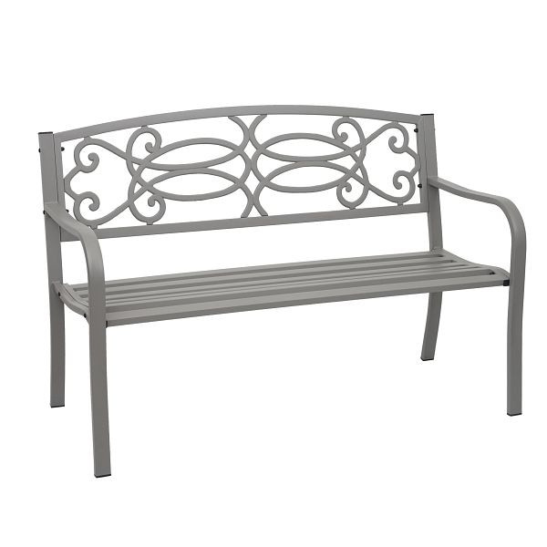 Banc de jardin Mendler HWC-F44, banquette de parc, 2 places en acier peint par poudrage, gris, 69699
