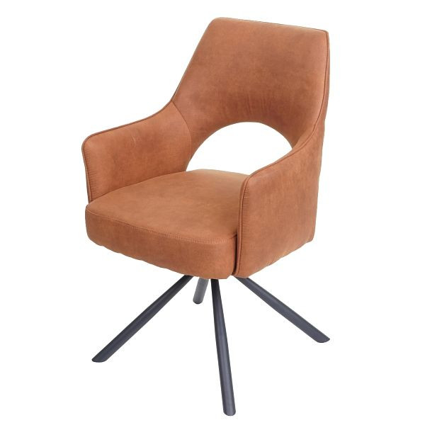 Chaise de salle à manger Mendler HWC-K30, chaise de cuisine, fauteuil, position automatique pivotante, tissu/textile, aspect daim marron, 89654