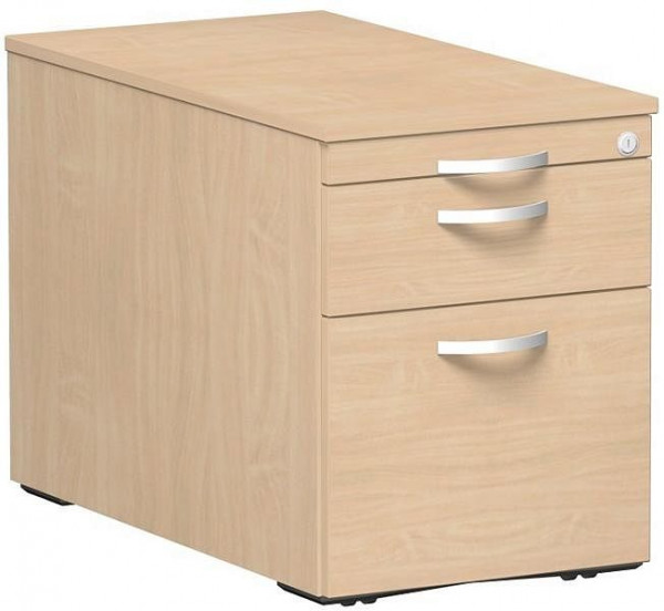geramöbel conteneur mobile classeur suspendu et 1 tiroir en métal, guide de tiroir à roulettes en métal, verrouillage centralisé, 438x800x565, hêtre/hêtre, S-530352-BB