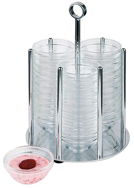 Distributeur de bols APS -MINI-, Ø 14 cm, hauteur : 25,5 cm, métal chromé, adapté aux bols Ø 6 cm, 11980