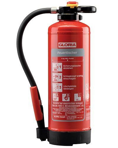 Extincteur à poudre DENIOS GLORIA, 6 kg, classe de feu A, B, C, 145-622