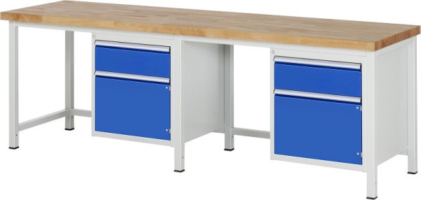 Etabli RAU série 8000 - modèle 8152, L2500 x P700 x H840-1040 mm, base système L2445 x P650 x H800-1000 mm, 03-8152A1-257B4H.11