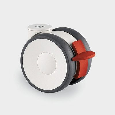 Roulette pivotante TENTE-ROLLEN avec frein, roue Ø 75 mm, capacité de charge 90 kg, hauteur 78 mm, A 92 Shore, 5945UAP075P30-10 LH RAL9002