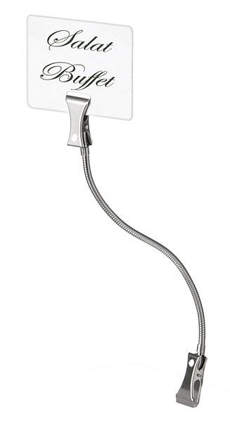 Porte-affiche APS -FLEXIBLE-, longueur: 12 cm, métal, chromé, avec 2 pinces, 71480