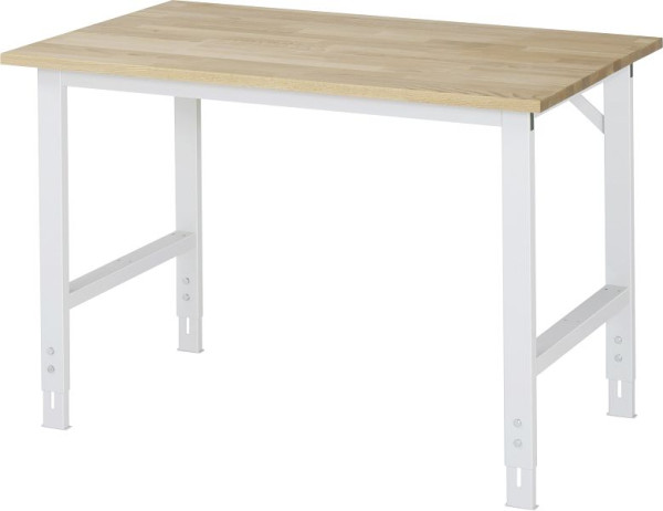 Table de travail RAU série Tom (6030) - réglable en hauteur, plateau en hêtre massif, 1250x760-1080x800 mm, 06-625B80-12.12