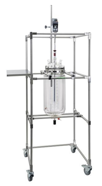 Rettberg Support mobile pour récipients de réaction 6-20 litres, sans montage à bride, étagère latérale, acier inoxydable, 134291200