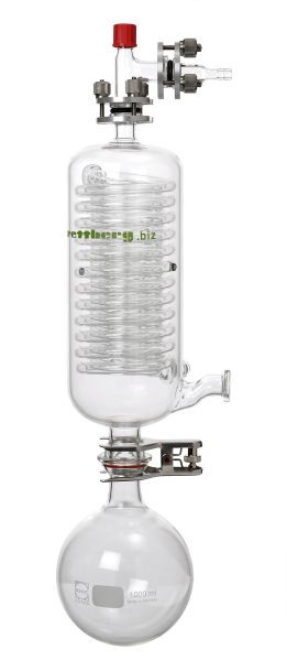 Condenseur à reflux Rettberg, complet avec ballon récepteur et raccordement pour l'air extrait, surface de refroidissement d'environ 1200 cm², 107000428