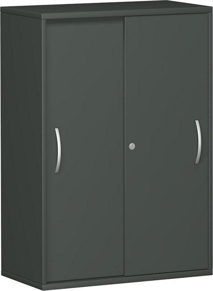 geramöbel armoire à portes coulissantes 2 étagères décoratives, verrouillable, 800x425x1152, graphite/graphite, N-10S308-GG