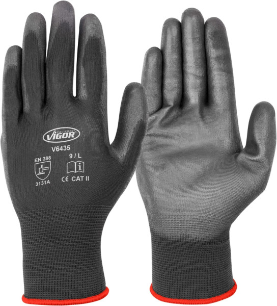 Gants de travail VIGOR, haute adhérence et résistance au glissement, taille 9 (L), V6435