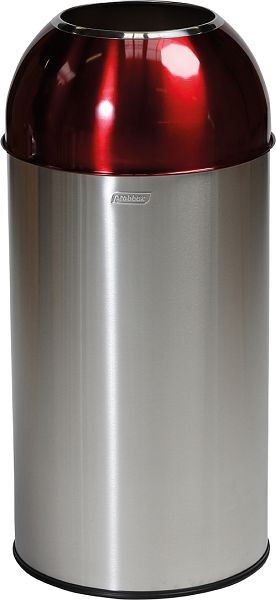 Orgavente Conteneur de recyclage avec trou d'insertion 40 litres en acier inoxydable brossé / couvercle peint, Rouge électrique, HxØxØ 740x350x200 mm, OD-6140-SRED