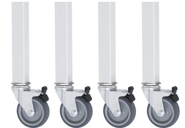 Jeu de roulettes RAU avec 4 roulettes pivotantes avec freins, 100 mm, 09-RS75EP-4LF