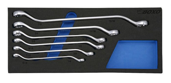 Jeu de clés polygonales doubles Boxo SAE 45°/offset 6 pièces, UE : 6 pièces, BX118S-2