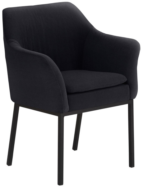 Mayer Sitzmöbel Fauteuil, structure en métal à 4 pieds, noir, coussin d'assise solidement cousu à la chaise, noir, cuir, 2524_03_81007