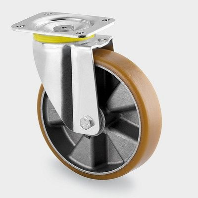 Roulette pivotante TENTE-ROLLEN, roue Ø 125 mm, capacité de charge 500 kg, hauteur de construction 164 mm, A 92 Shore, 4680ITP125P63 Plat