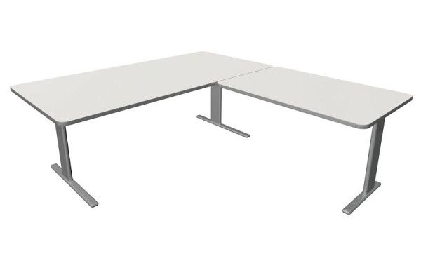 Bureau Kerkmann Unic L 2000 x P 1000 x H 750 mm, élément complémentaire 1000 x 600 mm, blanc, 11334710