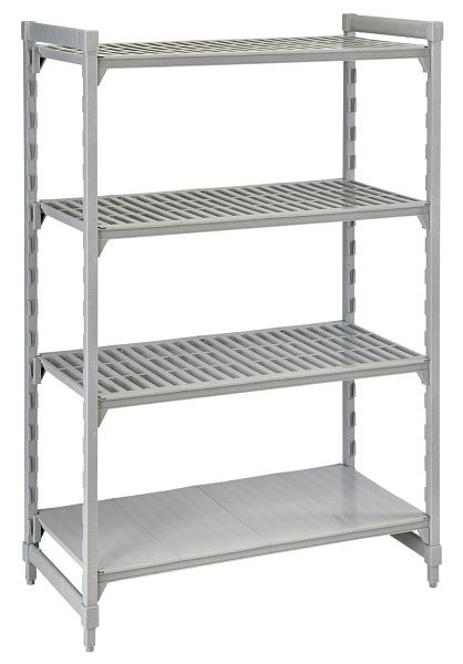 Cambro Camshelving® Premium, unité de base, 3 étagères à fentes et 1 étagère fixe, 200 kg par étagère, 40x98x170 cm, MPU4917VS4PKG490