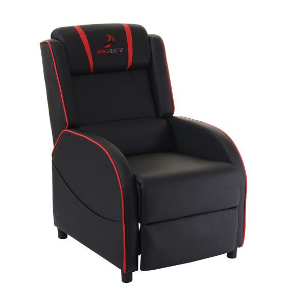 Chaise TV Mendler HWC-D68, chaise relax HWC-Racer, chaise TV, chaise de jeu, similicuir, noir/rouge, 64111