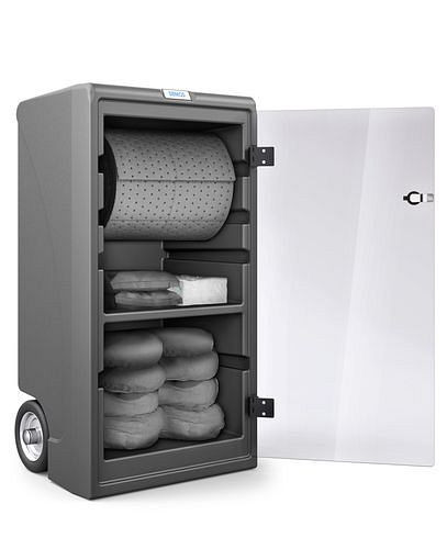 Kit d'urgence DENSORB avec tapis absorbants dans le Caddy Small, version spéciale, 270-393