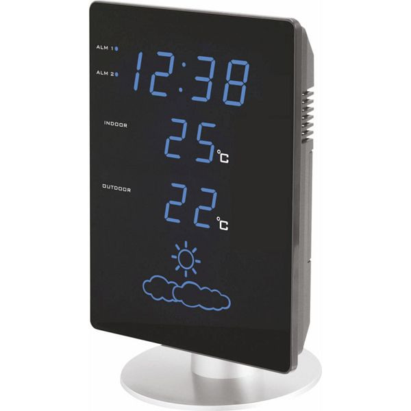 Station météo Technoline, radio-réveil DCF-77 avec possibilité de réglage manuel, dimensions : 135 x 205 x 55 mm, WS 6820