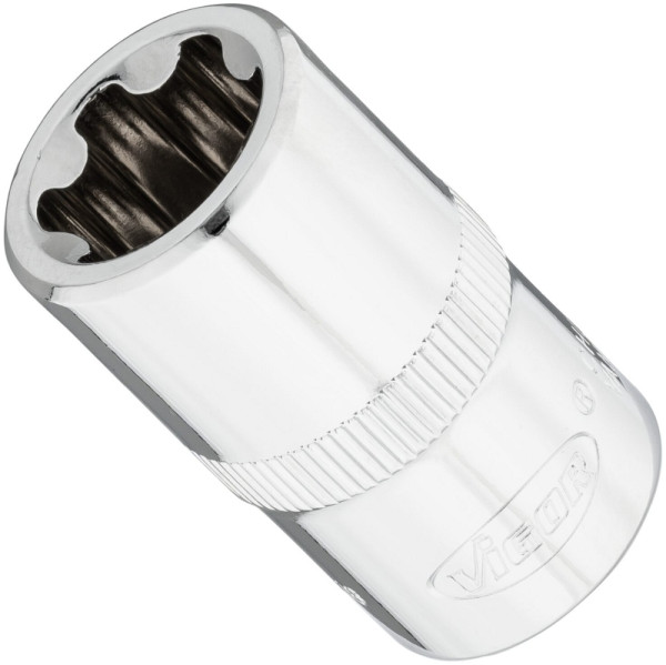 Insert de clé à douille VIGOR T-Plus, carré 12,5 mm (1/2 pouce), profil E+, E18+, V7920-EP18