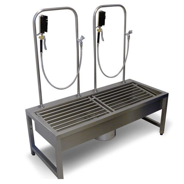 Station de lavage de bottes Bockermann pour installation hors sol avec deux vannes à levier / brosses à main, STW 336-2