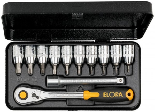 Jeu de clés à douilles ELORA 3/8 ", TORX®, 12 pièces de 9 à 50 mm, 870-TTXUN, 0870521102000