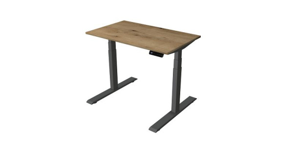 Table compacte Kerkmann L 1000 x P 600 mm, réglable en hauteur électriquement de 630 à 1270 mm, chêne/anthracite, 10179155