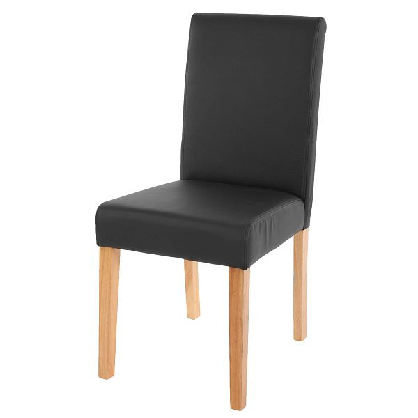 Chaise de salle à manger Mendler Littau, chaise de cuisine, simili cuir, noir mat, pieds légers, 74381