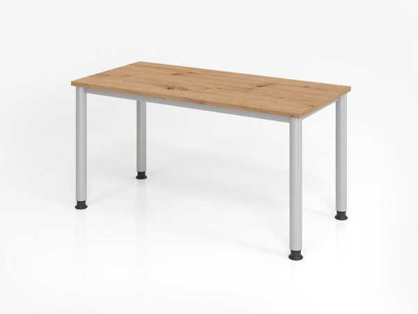 Bureau Hammerbacher HS614, 140 x 67 cm, plateau : chêne noueux, épaisseur 25 mm, chant ABS 2 mm, forme rectangulaire, VHS614/R/S