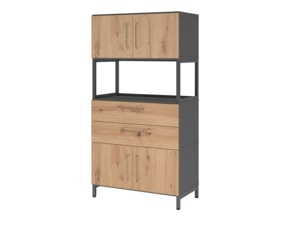Armoire combinée Hammerbacher, 4OH, base, graphite/chêne astre, VFW48K7RU/G/R/BS