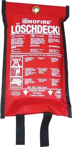 Couverture anti-feu DENIOS NoFire, 1200 x 1800 mm, tissu solide en fibre de verre, en sachet plastique, 145-530