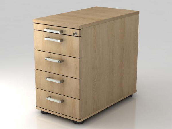 Conteneur sur pied Hammerbacher 80cm, 4 tiroirs, serrure poignée chromée chêne, 42,8x72-76x80 cm, 1/3/3/3/3 HE, VSC50/E/E/CE