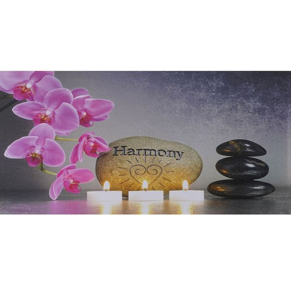 Tableau LED Mendler, tableau lumineux sur toile, minuteur, 110x55cm Harmonie, scintillant, 36741