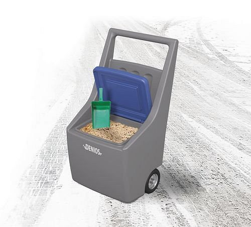 Chariot à sable DENIOS GritCaddy en plastique robuste, volume 50 litres, 216-690