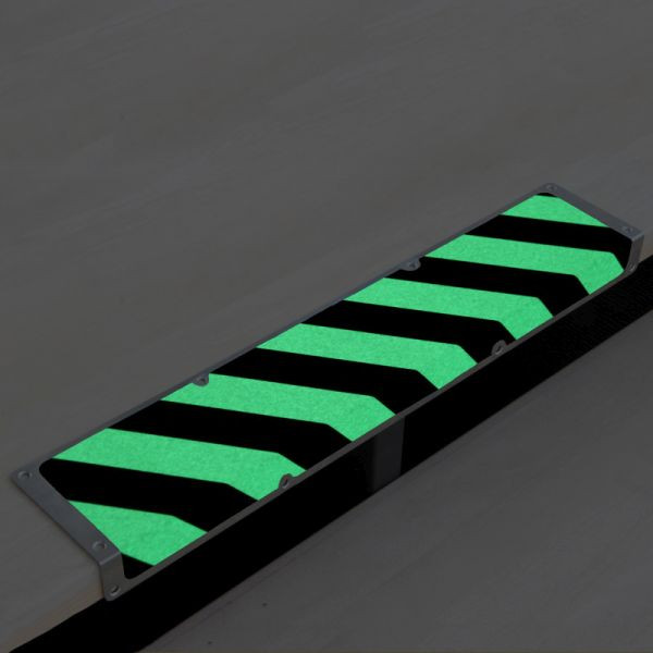 Pantalon de farine profilé de bord antidérapant en aluminium avec revêtement antidérapant m2, noir/vert luminescent 120x1000x45mm, AKM1XF2