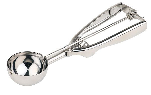 Cuillère à glace APS, 1/24 l, Ø 5 cm, longueur : 21,5 cm, acier inoxydable, poli, avec ressort en acier inoxydable, 71003