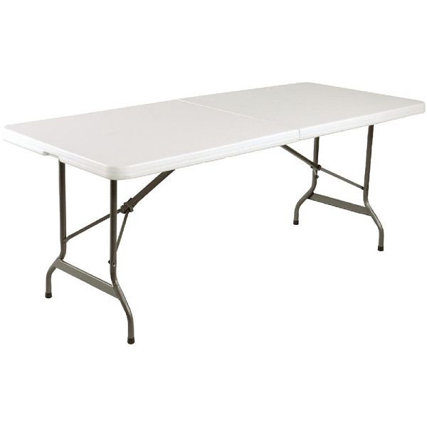 Table pliante rectangulaire Bolero blanc 183cm, L001