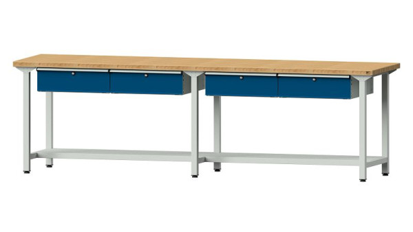 Bancs de travail ANKE table de travail, modèle 95, 2800 x 700 x 840 mm, RAL 7035/5010, BMP 40 mm, 400.432