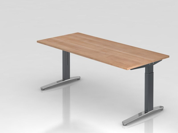 Bureau Hammerbacher pied C 180x80cm noyer/graphite (poli), forme rectangulaire, VXB19/N/GC