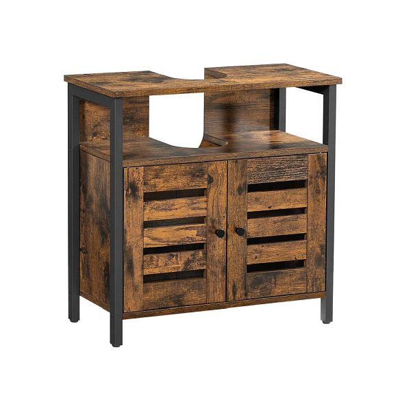 VASAGLE meuble vasque vintage marron-noir, avec compartiment ouvert, BBC901B01