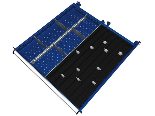 Kit de matériel de séparation KLW pour compartiment à tiroirs hauteur 50 mm dans armoire SGB, taille d'armoire 725 x 750 mm L x P, SGB-B07-032