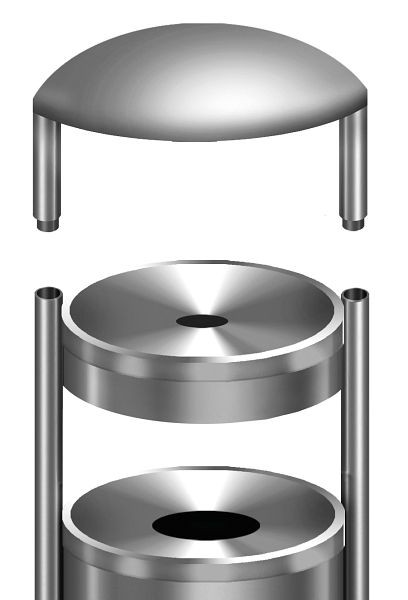 Kerkmann protection contre les intempéries pour cendrier de sécurité, Ø 320, H 190 mm, acier inoxydable, 39629281